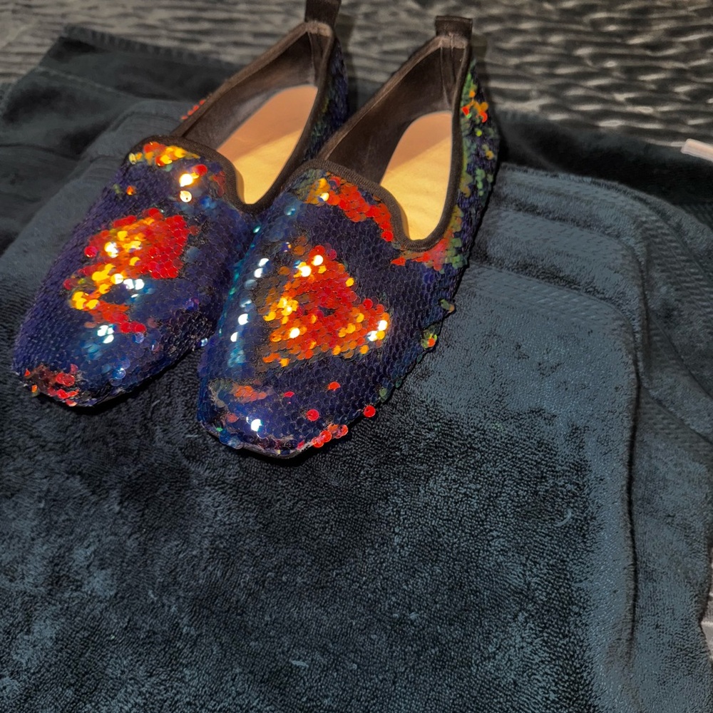 Source Unknown Sequin Slippers - Blue and Red
